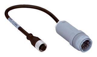 SICK DSL-6182GM25034KM1 Sensor Cable, 5 Position/12 Position, Black, M12 Receptacle, M26 Plug, 250 mm, 9.9 "