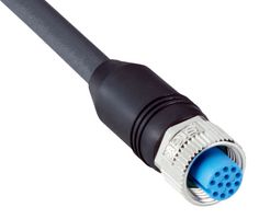 SICK YF2A1B-050UD1XLEAX Sensor Cable, A Coded, Black, M12 Receptacle, Free End, 12 Positions, 5 m, 16.4 ft