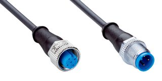 SICK YF2A13-010UB1M2A13 Sensor Cable, A Coded, Black, M12 Receptacle, M12 Plug, 3 Positions, 1 m, 3.3 ft