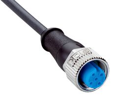 SICK YF2A14-C50UB3XLEAX Sensor Cable, A Coded, Black, M12 Receptacle, Free End, 4 Positions, 0.5 m, 1.6 ft