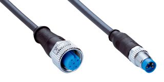 SICK YF2A14-C60UA3M8U14 Sensor Cable, A Coded, Black, M12 Receptacle, M8 Plug, 4 Positions, 0.6 m, 2 ft