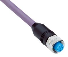 SICK YF2A15-050C1BXLEAX Sensor Cable, A Coded, Violet, M12 Receptacle, Free End, 5 Positions, 5 m, 16.4 ft