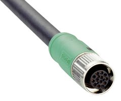SICK YF2A2B-050UD3XLEAX Sensor Cable, A Coded, Black, M12 Receptacle, Free End, 12 Positions, 5 m, 16.4 ft