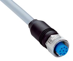 SICK YF2A28-020VA6XLEAX Sensor Cable, A Coded, Grey, M12 Receptacle, Free End, 8 Positions, 2 m, 6.6 ft
