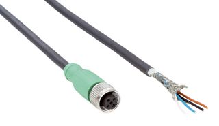 SICK YF2A64-100XXXXLEAX Sensor Cable, A Coded, M12 Receptacle, Free End, 5 Positions, 10 m, 32.8 ft