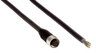 SICK YF2A68-100XXXXLEAX Sensor Cable, Black, M12 Receptacle, Free End, 8 Positions, 10 m, 32.8 ft