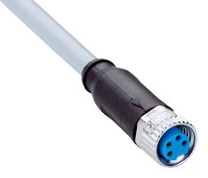 SICK YF8U14-025VA3XLEAX Sensor Cable, A Coded, Grey, M8 Receptacle, Free End, 4 Positions, 2.5 m, 8.2 ft