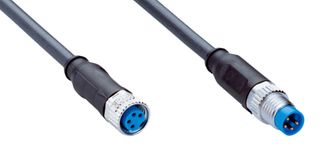 SICK YF8U24-010UB4M8U24 Sensor Cable, A Coded, Black, M8 Receptacle, M8 Plug, 4 Positions, 1 m, 3.3 ft