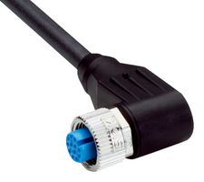 SICK YG2A1B-100UD1XLEAX Sensor Cable, A Coded, Black, 90° M12 Receptacle, Free End, 12 Positions, 10 m, 32.8 ft