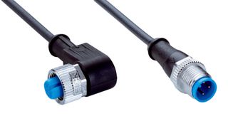 SICK YG2A14-010S01M2A13 Cable de Sensor, Negro, Receptáculo M12 90°, Plug M12, 4 Posiciones, 1 m, 3.3ft