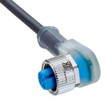 SICK YI2A15-050UB5XLEAX Sensor Cable, A Coded, Black, 90° M12 Receptacle, Free End, 5 Positions, 5 m, 16.4 ft