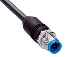 SICK YM2A18-050UA5XLEAX Sensor Cable, A Coded, Black, M12 Plug, Free End, 8 Positions, 5 m, 16.4 ft