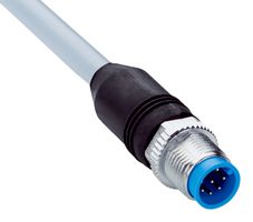 SICK YM2A28-020VA6XLEAX Sensor Cable, A Coded, Grey, M12 Plug, Free End, 8 Positions, 2 m, 6.6 ft