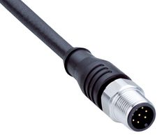 SICK YM2A28-200UA7XLEAX Sensor Cable, Black, M12 Plug, Free End, 8 Positions, 20 m, 65.6 ft