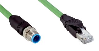 SICK YM2D24-250PN1MRJA4 Cable de Sensor, Codificado D, Verde, Plug M12, Plug RJ45, 4 Posiciones, 25 m, 82ft