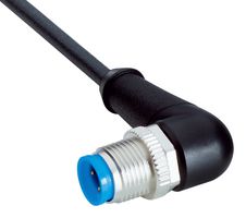 SICK YN2A14-050UB3XLEAX Sensor Cable, A Coded, Black, 90° M12 Plug, Free End, 4 Positions, 5 m, 16.4 ft