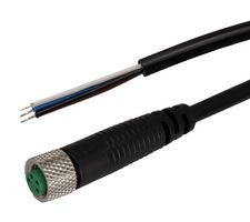STEWART CONNECTOR BC-M8FA4AP01005M Sensor Cable, A Coded, M8 Receptacle, Free End, 4 Positions, 500 mm, 19.7 ", BC Series