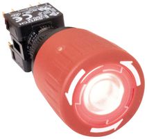 E-SWITCH E200-R11-A1KR Emergency Stop Switch, Illuminated, Red, DPST-NO, DPST-NC, Pushlock Turn Reset, Solder Lug, 8 A