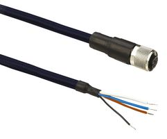 TELEMECANIQUE SENSORS XZCPB1141L2 Sensor Cable, M12 Receptacle, Free End, 4 Positions, 2 m, 6.6 ft, XZ Series