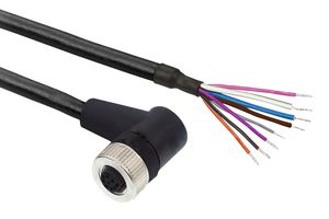 TELEMECANIQUE SENSORS XZCP53P12L2 Sensor Cable, M12 Plug, Free End, 8 Positions, 2 m, 6.6 ft, XZ Series