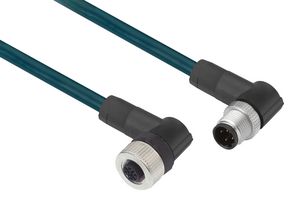 TELEMECANIQUE SENSORS XZCR1512041C1 Sensor Cable, M12 Plug, 90° M12 Receptacle, 4 Positions, 1 m, 3.3 ft, XZ Series