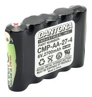 DANTONA INDUSTRIES CMP-AA-27-4 Rechargeable Battery, 6 V, Nickel Metal Hydride, 2.7 Ah, AA, Solder Tab, 1