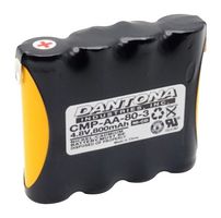 DANTONA INDUSTRIES CMP-AA-80-3 Rechargeable Battery, 4.8 V, Nickel Cadmium, 800 mAh, AA, Solder Tab, 1