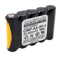DANTONA INDUSTRIES CMP-AA-80-4 Rechargeable Battery, 6 V, Nickel Cadmium, 800 mAh, AA, Solder Tab, 1