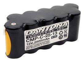 DANTONA INDUSTRIES CMP-C-25-13 Rechargeable Battery, 12 V, Nickel Cadmium, 2.5 Ah, C, Solder Tab, 1