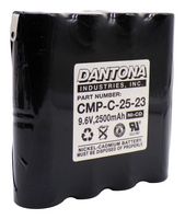 DANTONA INDUSTRIES CMP-C-25-23 Rechargeable Battery, 9.6 V, Nickel Cadmium, 2.5 Ah, C, Solder Tab, 1