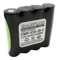 DANTONA INDUSTRIES CMP-43A-36-3 Rechargeable Battery, 4.8 V, Nickel Metal Hydride, 3.6 Ah, 4/3A, Solder Tab, 1
