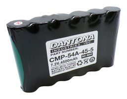 DANTONA INDUSTRIES CMP-54A-45-5 Rechargeable Battery, 7.2 V, Nickel Metal Hydride, 4.5 Ah, 5/4A, Solder Tab, 1