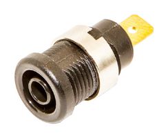 MUELLER ELECTRIC BU-P72913-0 Banana Test Connector, Jack, Panel Mount, 36 A, 1 kV, Gold Plated Contacts, Black