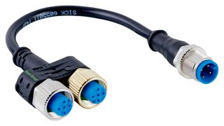 SICK SYL-1204-G0M11-X1 Y-Splitter, A-Coded, 1x 4-Pin M12 Male Connector, 2x 4-Pin M12 Female Connector, 4.33 "