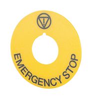 EAO 46-50J.1413 Switch Legend Plate, 2.36", Yellow, 0.86" Mounting Hole, 46 Series Emergency Stop Switches