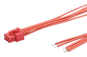 MOLEX 226245-1063 Cable Assembly, Mini-Fit Versa Receptacle to Free End, 6 Positions, 4.2 mm, 2 Row, 300 mm, 11.8 "