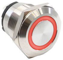 E-SWITCH PVHC4F23SS314 Interruptor (Switch) Antivandalismo, Anillo LED 12V, PVHC4 Series, 19 mm, SPST-NO-DM