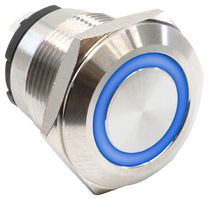E-SWITCH PVHC4F23SS344 Interruptor (Switch) Antivandalismo, Anillo LED 12V, PVHC4 Series, 19 mm, SPST-NO-DM