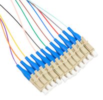 L-COM FPT12-LCUM3-AQ-3 Fiber Optic Cable, Multimode, 50µm / 125µm, 12Fibre, LC-Free / Stripped End, 3m