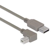 L-COM CAA-90LB-05M Cable USB, Tipo A Macho a Tipo B 90° Macho, 500 mm, 19.7 ", USB 2.0, Gris