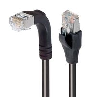 L-COM TRD695SRA1BLK-3 Ethernet Cable, Cat6, 90° RJ45 Plug to RJ45 Plug, FTP (Foiled Twisted Pair), Black, 914.4 mm