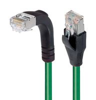 L-COM TRD695SRA1GR-3 Ethernet Cable, Cat6, 90° RJ45 Plug to RJ45 Plug, FTP (Foiled Twisted Pair), Green, 914.4 mm