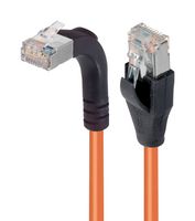 L-COM TRD695SRA2OR-30 Ethernet Cable, Cat6, 90° RJ45 Plug to RJ45 Plug, FTP (Foiled Twisted Pair), Orange, 9.1 m, 30 ft