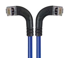 L-COM TRD695SRA8BL-30 Ethernet Cable, Cat6, 90° RJ45 Plug to 90° RJ45 Plug, FTP (Foiled Twisted Pair), Blue, 9.1 m