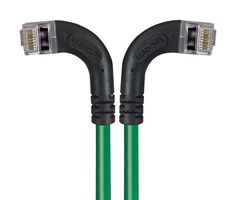 L-COM TRD695SRA8GR-15 Ethernet Cable, Cat6, 90° RJ45 Plug to 90° RJ45 Plug, FTP (Foiled Twisted Pair), Green, 4.6 m