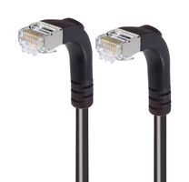 L-COM TRD815SZRA3BLK-2 Ethernet Cable, Cat5e, 90° RJ45 Plug to 90° RJ45 Plug, FTP (Foiled Twisted Pair), Black, 609.6 mm