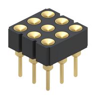 MILL-MAX 805-10-009-00-006000 Spring Loaded Connector, Target Header, 2.54 mm, 3 Row, 9 Contacts, Through Hole Mount, Brass
