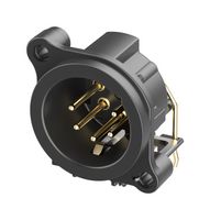 NEUTRIK NC5MAH1 XLR Connector, Horizontal, 5 Contacts, Plug, Panel PCB Mount, Gold Plated Contacts
