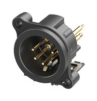 NEUTRIK NC5MAV1 XLR Connector, Vertical, 5 Contacts, Plug, Panel PCB Mount, Gold Plated Contacts