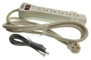 EATON TRIPP LITE SUPER7TEL Supresor de Picos de Voltaje, 7 Tomacorrientes, NEMA 5-15R, 15 A, 120 V, NEMA 5-15P, 7 ft